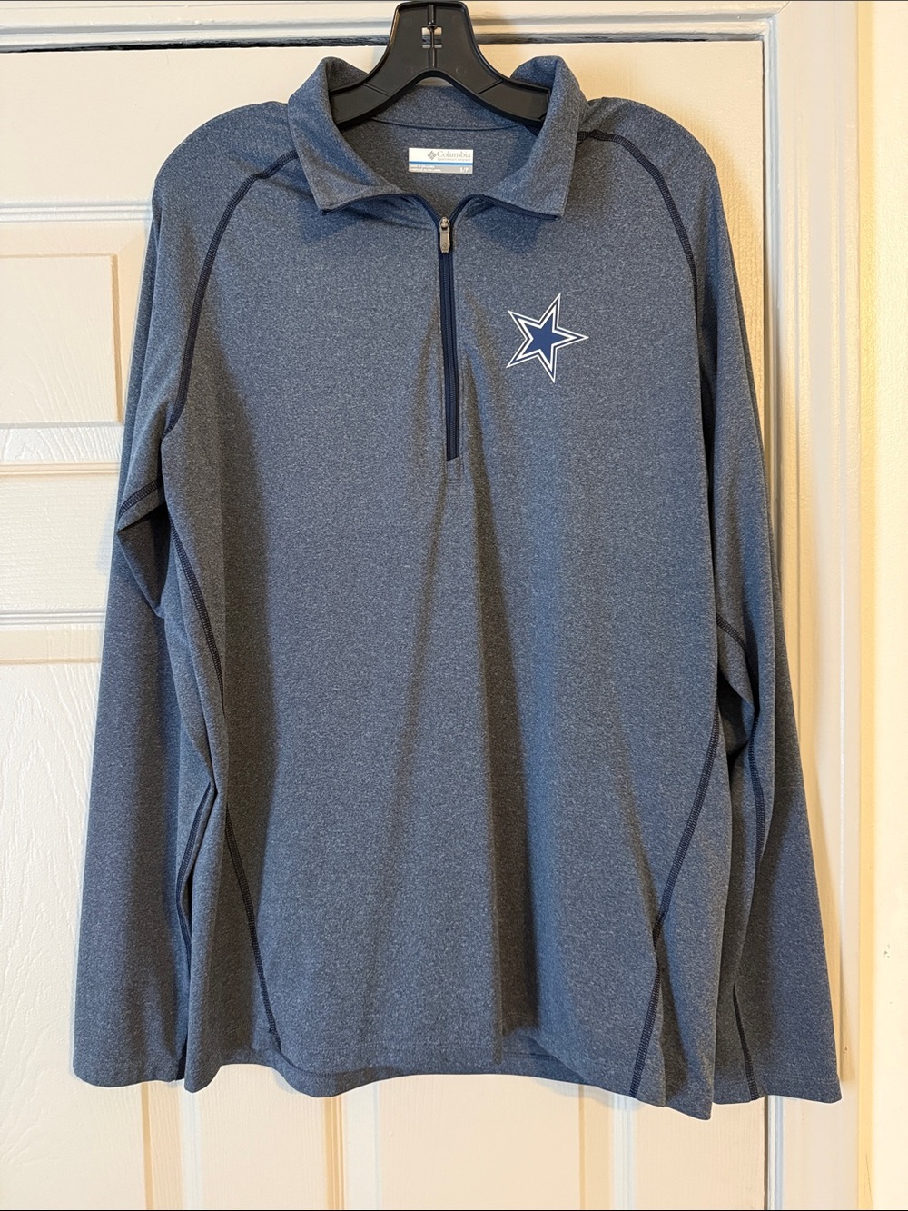 Columbia Navy Heathered Quarter-Zip with Dallas Cowboys Star logo